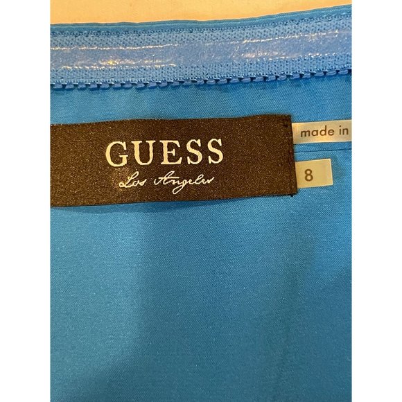 Guess Womens Frill Mini Dress Pleated Ruffle Layered Adjustable Strap Blue SZ 8 - Picture 6 of 8
